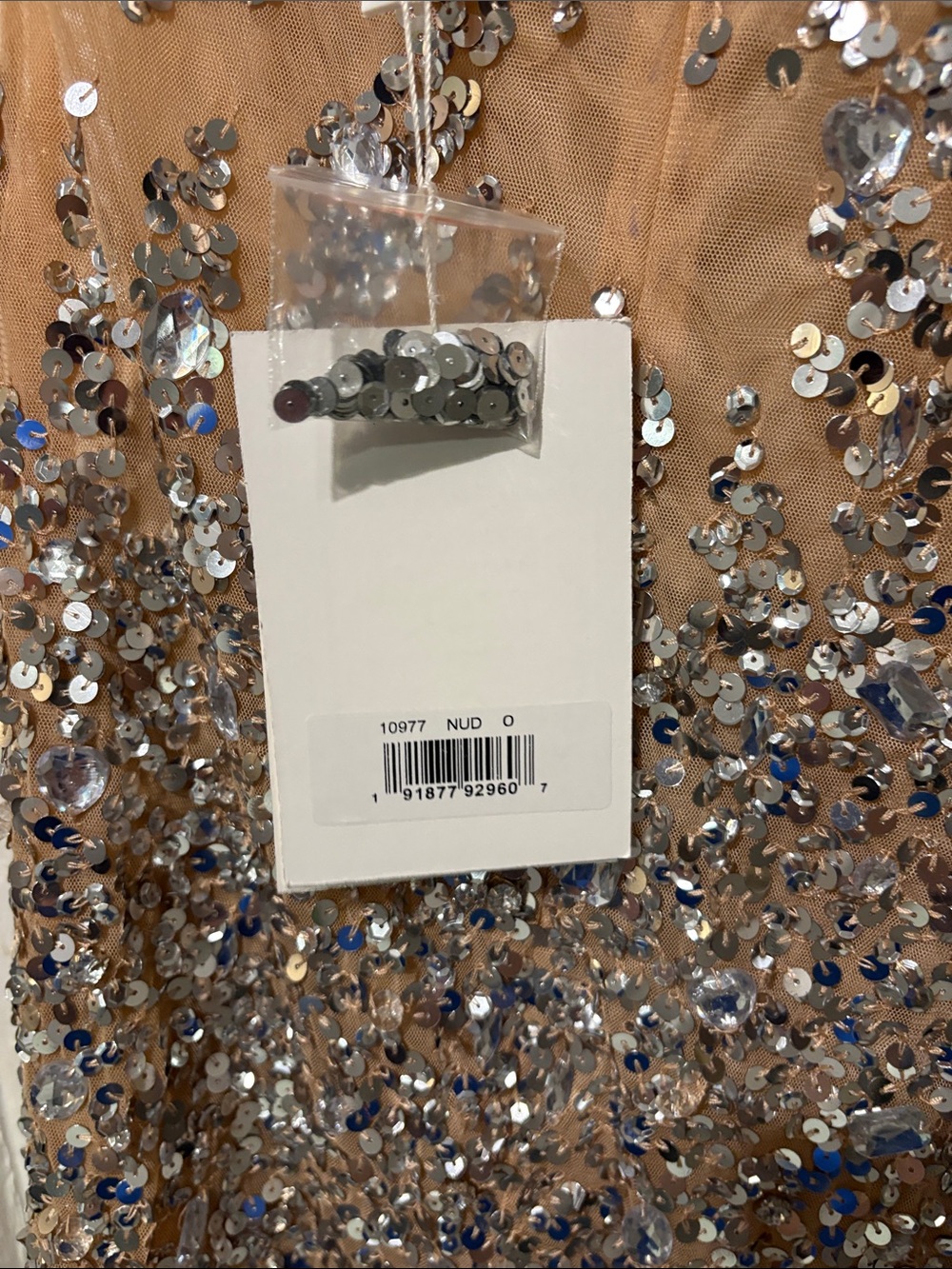 Mac Duggal Nude One-Shoulder Sequin Mini Dress - Picture 7 of 9